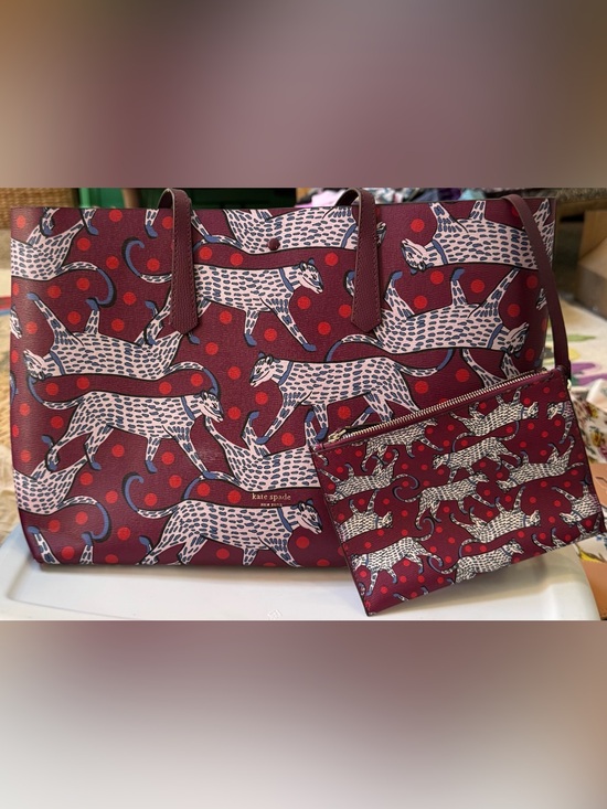 kate spade Handbags - kate spade Red Leopard Print Tote with Pouch